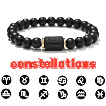 Stainless Steel & Obsidian Zodiac/Astrological Sign Bracelet